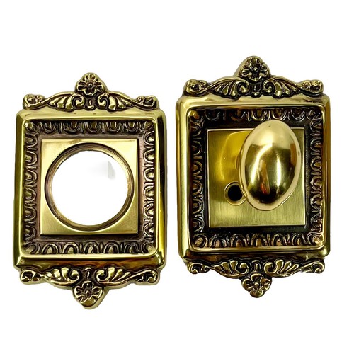 Nostalgic Warehouse Egg & Dart Plate Single Cylinder Deadbolt Door Knob Brass