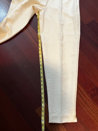 Joseph Ribkoff 3 Pc Set Ivory Gold Pants Sleeveless Top Beads Sequin Jacket Sz 8 - Picture 9 of 13