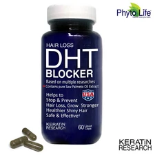 Prevent Hair Loss DHT BLOCKER  With Pure Saw Palmetto Oil Keratin Research USA