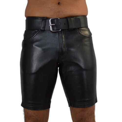 awanstar 552 Neue jeans lederhose 5 pockets Leder Shorts Jeansshorts mit streife - Picture 9 of 23