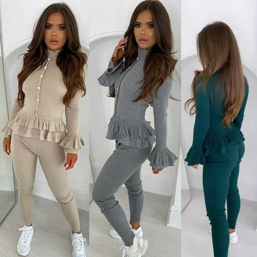 Peplum Gold Suit Tracksuit Ladies 