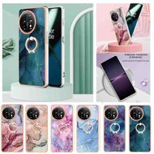 Marble Shockproof Soft Back Case Cover Ring Holder for Oneplus 11 10T Ace Pro