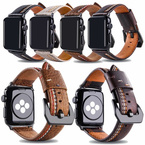 Genuine Leather Wrist Watch Band Strap For Apple Watch iWatch Series 7 6 5 4 3 2 - Picture 7 of 30