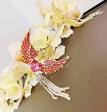 Gold Halo Crown, Pink Crystal Heart Headband, Princess Crown, Wedding Headpiece