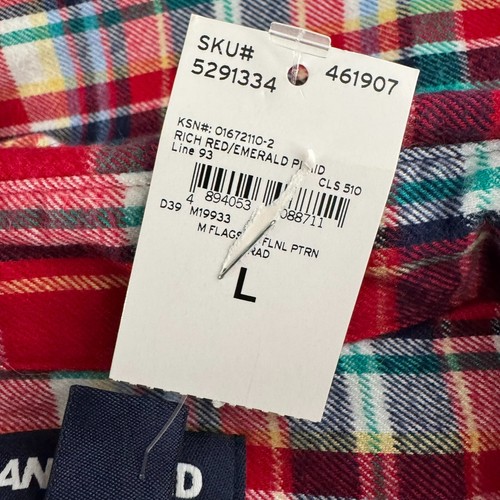 Lands' End Flannel Shirt Mens Large Plaid Multicolored Long Sleeve NWT TP-3235 - Picture 7 of 12