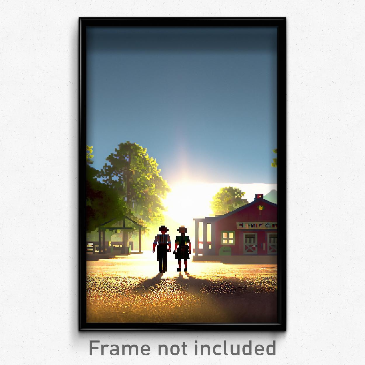 Pixel Art Poster Pleasant County 8 Bit Psychedelic Trippy Video Game Print