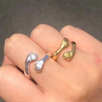 Verstellbarer Ring Mit 925 Silber Beschichtetem Schutzembrace Warm Hug Handring - Bild 1 von 4