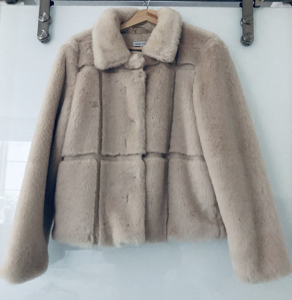WAYNE COOPER Faux Fur Nude Pink Coat - Size XS