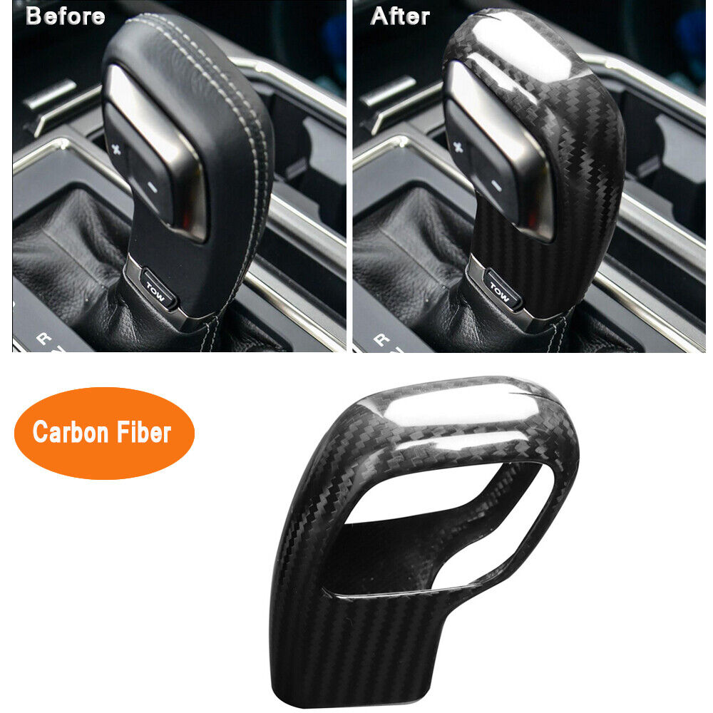 Carbon Fiber Grain JeCar for Ford F150 Gear Shifter Head Trim Cover Frame Deacorative Trim Cover Frame for Ford F150 2015 2016 2017 