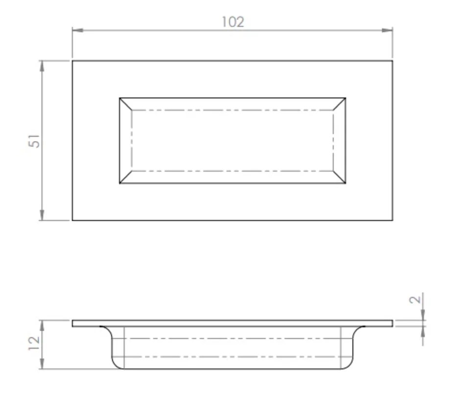 Eurospec Recessed Flush Pull Handle RECTANGULAR Inset Sliding Door - MATT BLACK - Image 2 of 2