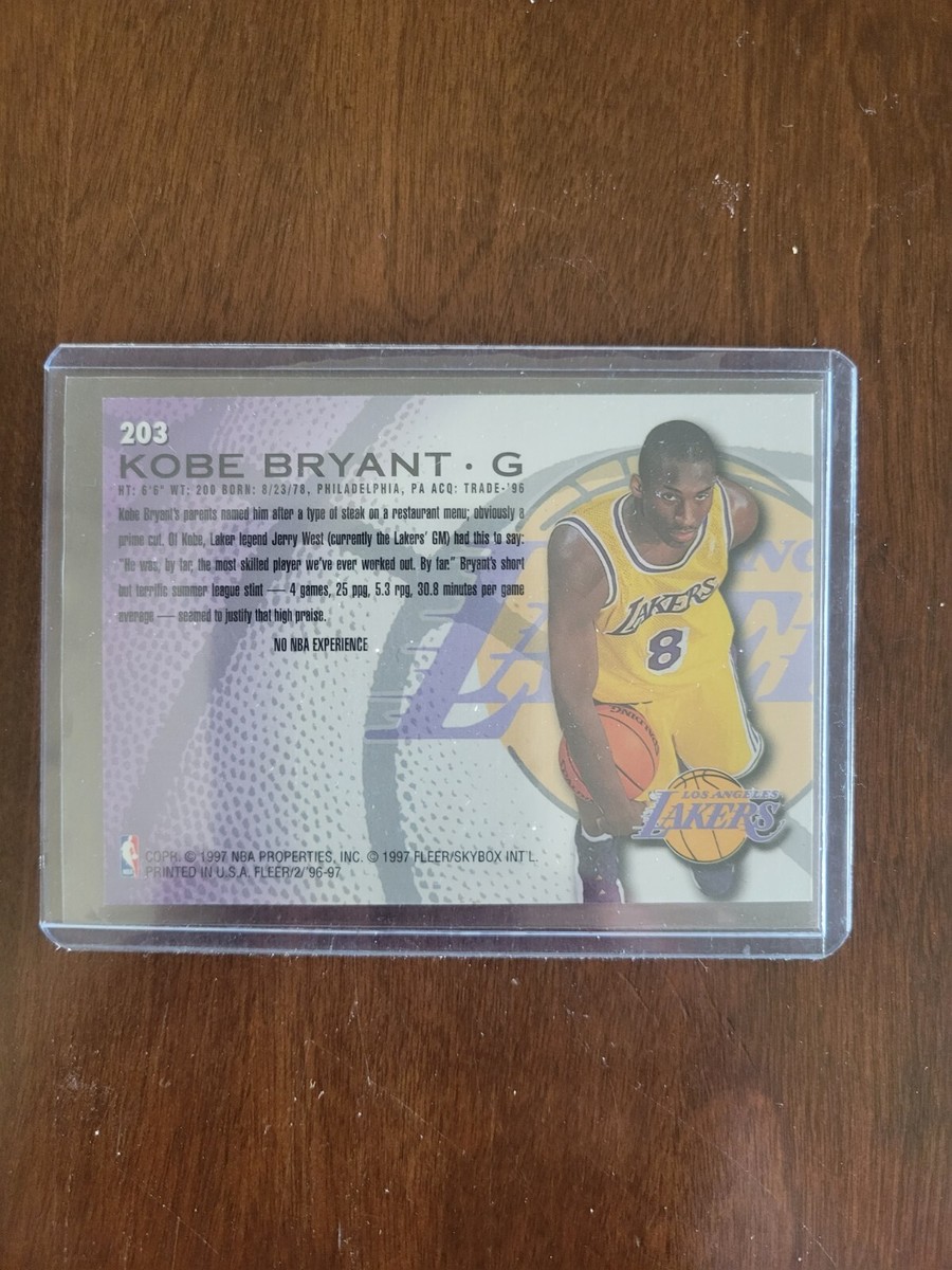 1996-97 Fleer KOBE BRYANT ROOKIE CARD Lakers RC No. 203 | eBay