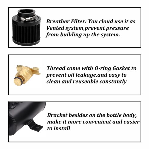 Aluminum AN10 10AN Oil Catch Can Reservoir Tank Breather Filter Baffled Kit - Picture 3 of 12