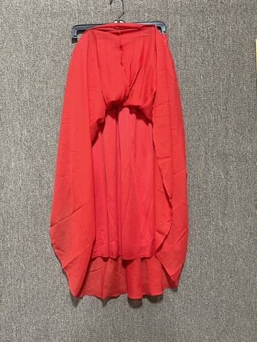 Afibi Skirt Women's Chiffon Lined Pleated Long Maxi Skirt Elastic Waist Red - Picture 4 of 8