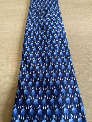 Vintage HERMES Paris Tie Extremely Rare Find 100% Silk Blue Horse