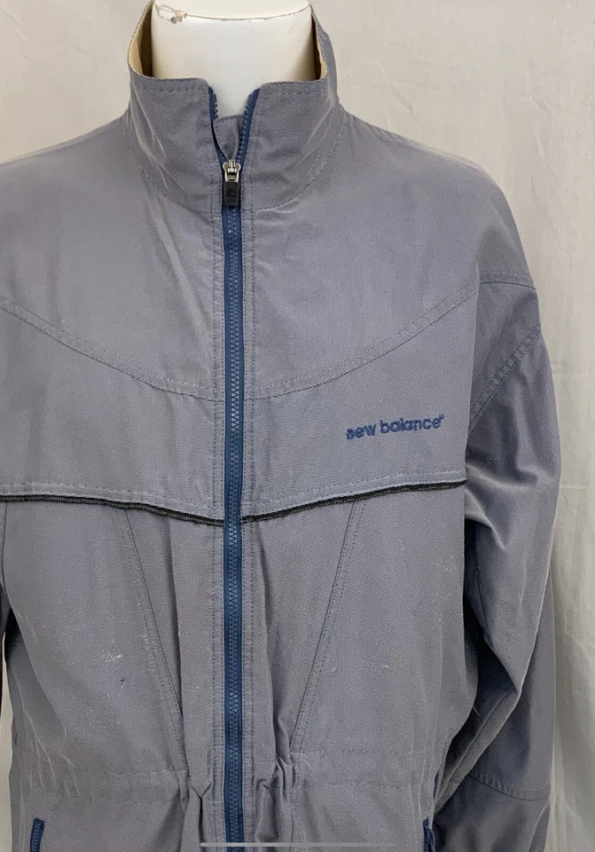 Chaqueta de Correr New Balance M Azul Gris Nylon Poli Forrada Hasta el Muslo YGI N1-75 Foto 3 de 4