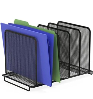 SimpleHouseware Expandable 5 Section Upright File Sorter Organizer BLACK Connect