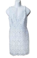 Ann Taylor LOFT White Die Cut Floral Sleeveless Dress Women's Size 6