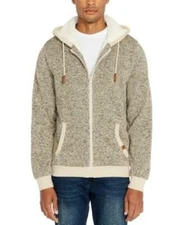 Buffalo Mens Small Sablee Mix Beige Fleece Hood Fleece Lined Knit Jacket Warm
