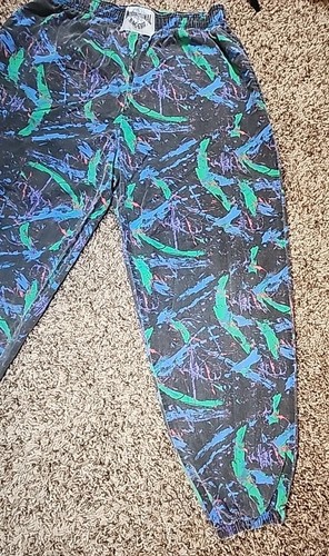 Vintage International BAGGYZ Parachute Gym Pants 80s Color Splash Sz XL USA MADE - Picture 3 of 19