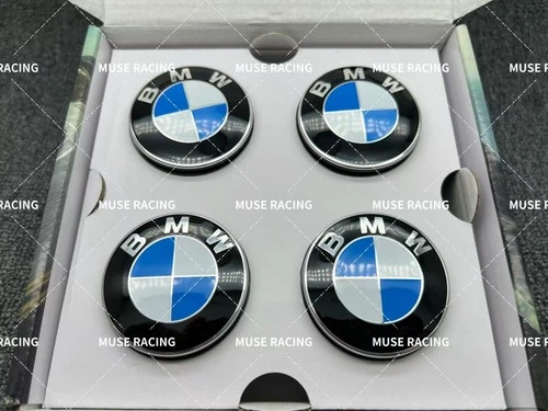 Genuine BMW Blue White Floating Alloy Wheel Center 56mm 68mm Hub Caps