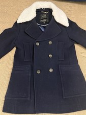 J. Crew Stadium Cloth Nello Gori Wool Blend Lined Pea Coat Women Size 4 Navy