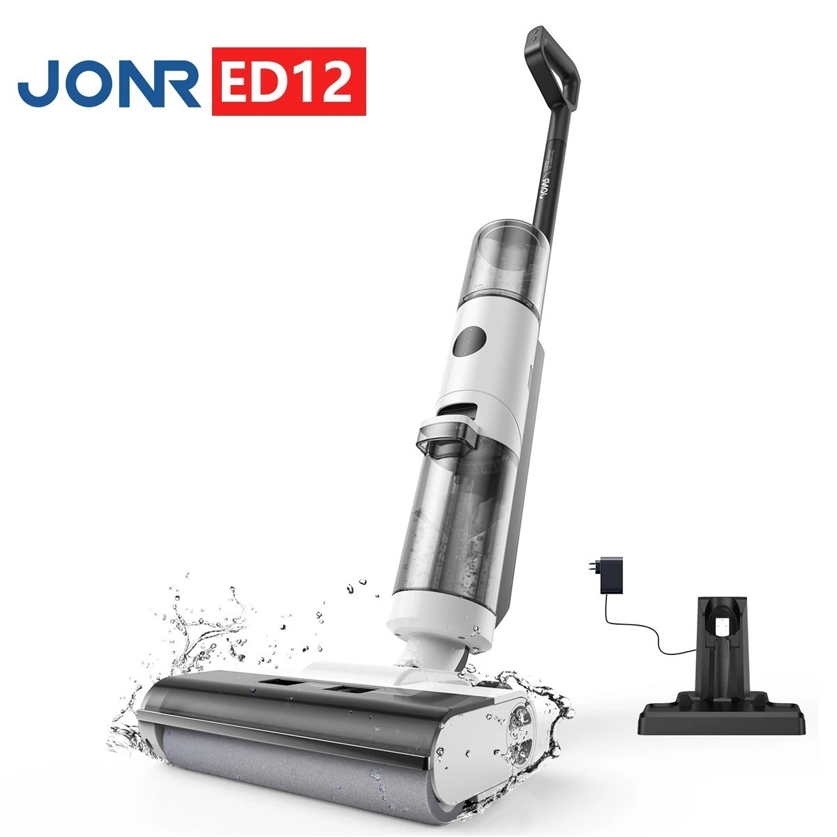 Aspirateur sans fil Jonr ED12 balai laveur 9000Pa à rouleau autonettoyant blanc