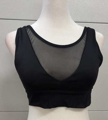 LA Society Black Mesh High Neck Sports Bra Crop Top Size XS