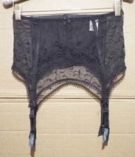 Rigby & Peller 4 Strap Lace Suspender Belt  - Black - Size Large - Excellent