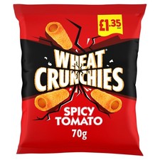 Wheat Crunchies Spicy Tomato – 16 x 70g Bags – £1.35 PMP Full Box – Wheaty Tube