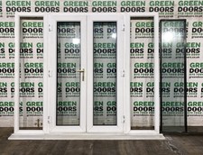 WIDE FRENCH DOORS WIH SIDE LIGHT UPVC PLASTIC EXTERNAL WHITE EXTERIOR USED