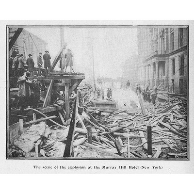 New York Szene der Explosion im Murray Hill Hotel - antiker Druck 1902