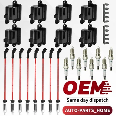 For Chevy GMC 4.8L 5.3L 6.0L 8.1L Square Ignition Coil & Spark Plug Wire Pack 8 - Bild 1 von 4