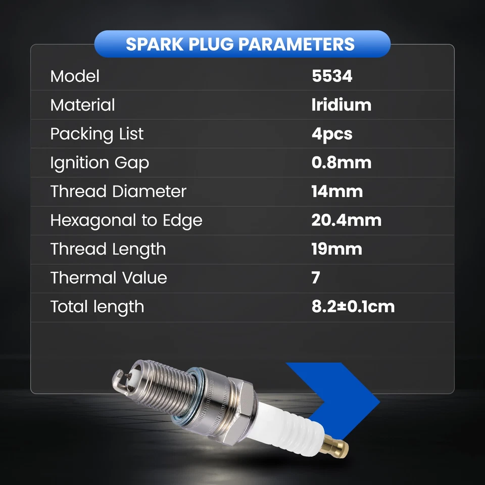 Set of 4 Iridium Spark Plugs 5534 for Maserati 228i 425 Biturbo Mistral Spyder Foto 3 de 4