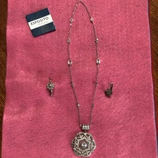 Joseph Esposito Sterling And Diamonique 17” Magnetic NecklaceW/Pendant/Earrings