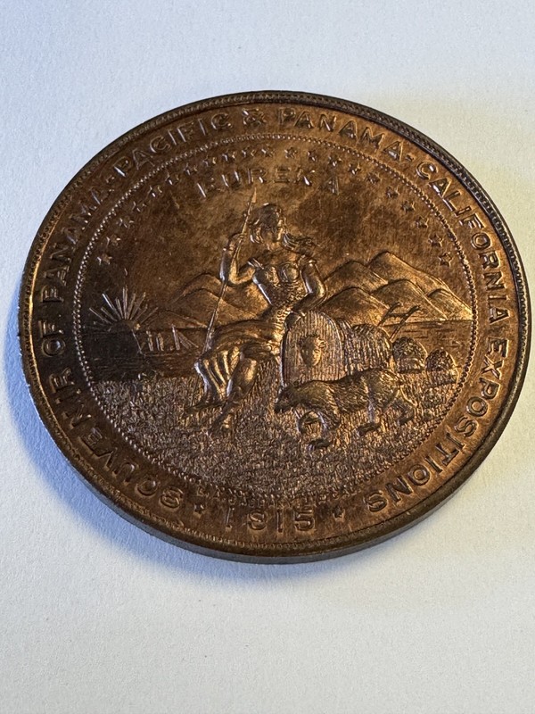1915 Panama Pacific Intl. Exposition “Lucky Penny” Souvenir large Token Antique 