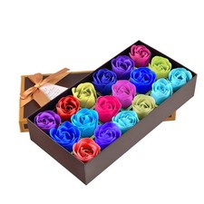 18 PCS Colorful Rose Petal Bath Soap Gift Set