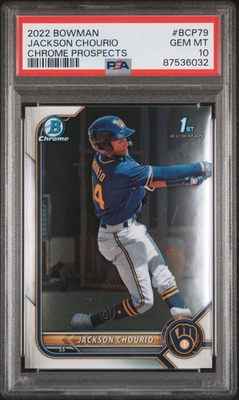 #ad 2022 Bowman Chrome MEGA BOX MOJO Jackson Chourio #BCP79 1st Bowman PSA 10 GEM $59.00