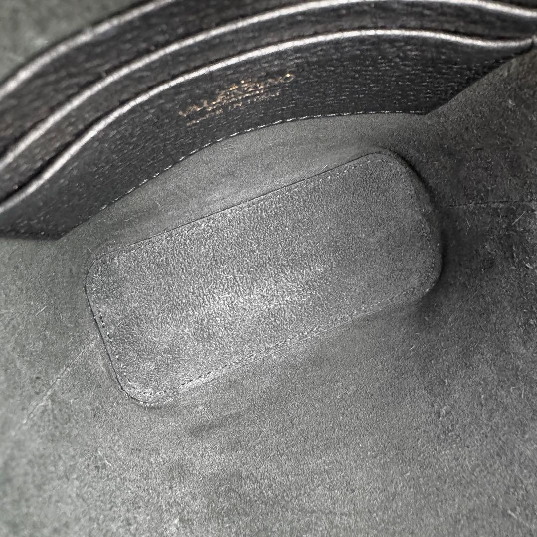 VALENTINO Women Rockstud Chain Shoulder bag 2Way Leather Black Gold from japan thumbnail 9