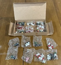 Vintage Lot Of 68 Mini Wooden Christmas Ornaments Hand-Painted