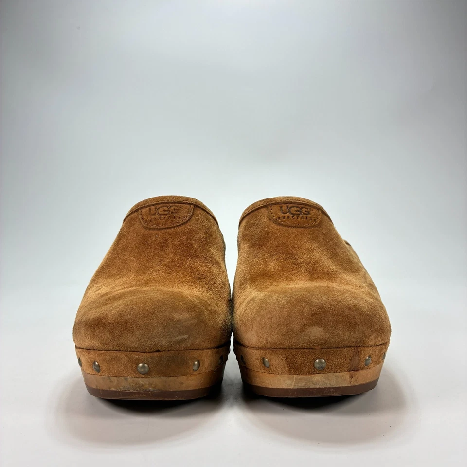Sandalias UGG Abbie Zueco Marrón Sin Cordones Gamuza Piel de Oveja Plataforma 5772 Mujer Talla 5 Foto 2 de 4