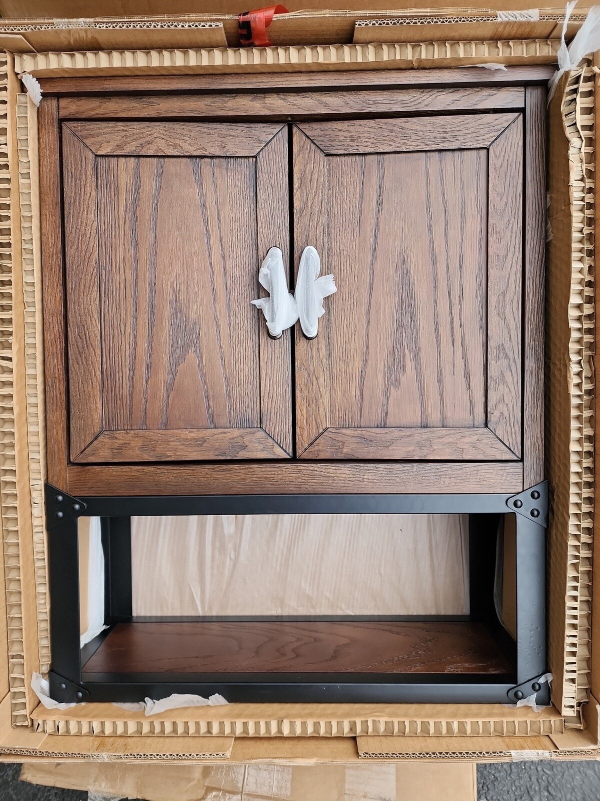 Home Decorators Collection Alster 30x25in Industrial Brown Oak Medicine Cabinet