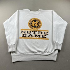 Vintage Notre Dame Fighting Irish Sweatshirt Mens Small White Crewneck NCAA 80s