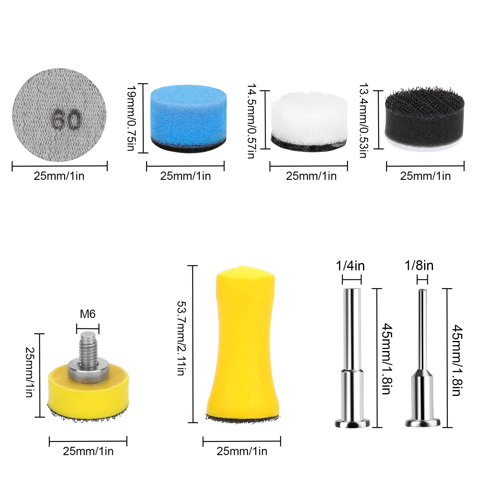 250PCS 1" Hook & Loop Sandpaper 60-10000 Grit Wet Dry Polishing Pads for Drill