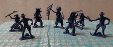 Cowboys Indians Plastic Toy Figures Blue Lot 7 Play Set Up Display 2''