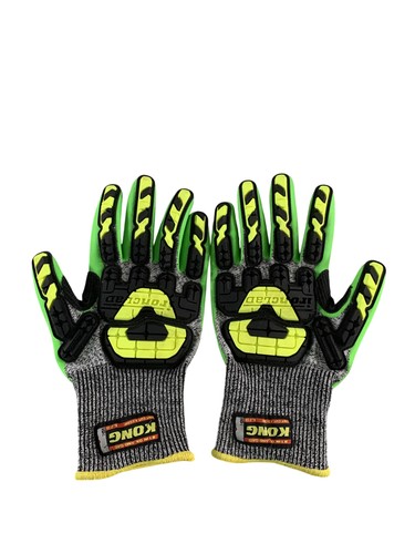 Ironclad KONG Gloves Mens Large Green Black Cut Impact Nitrile Coated INDI-KC5G