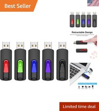 Compact 64GB USB Flash Drive Set - 5 Mixed Colors with Easy Retract Feature
