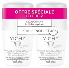 Vichy 48H Antiperspirant Deodorant for Sensitive or Hairless Skin Roll-On 2 x 50