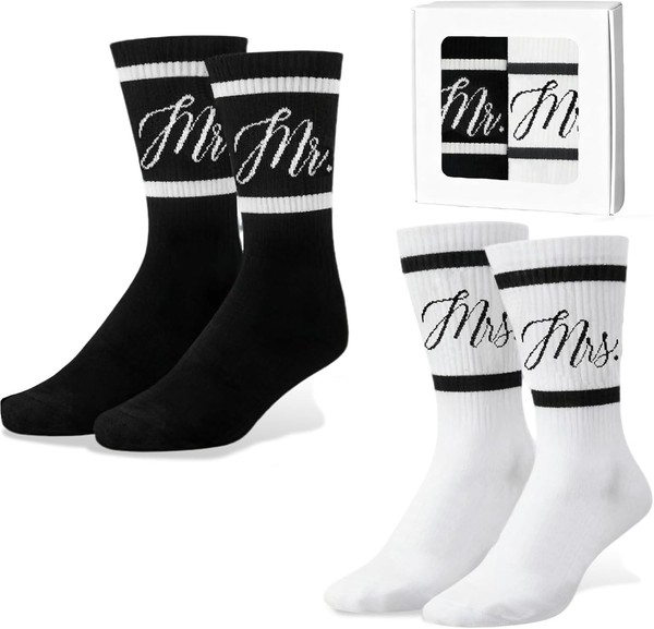 Personalisierte Partner Geschenke Lustige Paar Socken-2 Paar Verlobungsgeschenk-image