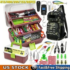 Fishing Gear Kit Complete Fish Lures Accessories Set Freshwater Tackle Box Gift 