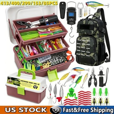 Fishing Gear Kit Complete Fish Lures Accessories Set Freshwater Tackle Box Gift 